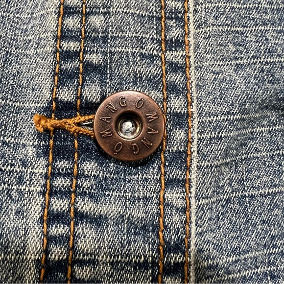 Mango Denim Embellished Jean Jacket Button Up Embroidered Size Medium Vintage - Picture 12 of 12